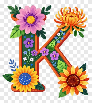 Floral Letter K PNG