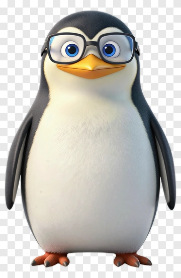 Cartoon Penguin Wearing Glasses PNG