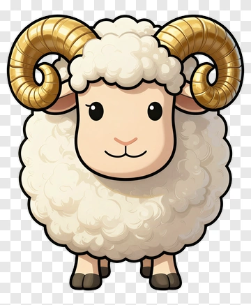 Cartoon Sheep With Golden Horns PNG