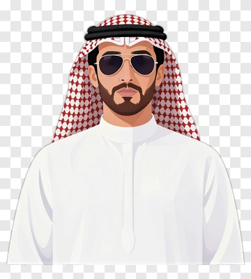 Stylish Man In Traditional Emirati Attire With Sunglasses PNG
