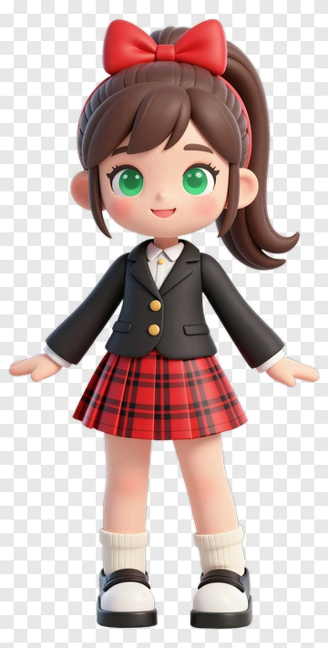 Cartoon Schoolgirl Character PNG