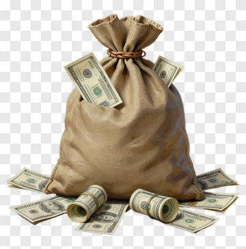 Money Bag Filled With Dollar Bills PNG