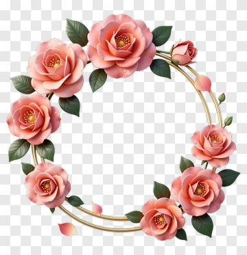 Floral Wreath Of Pink Roses PNG
