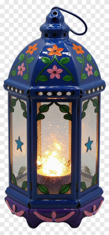 Colorful Lantern With Floral Design PNG