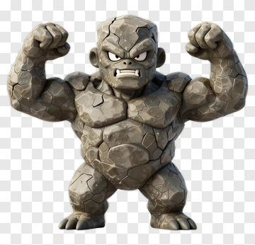 3D Rock Monster Character PNG