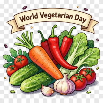 World Vegetarian Day With Fresh Vegetables PNG
