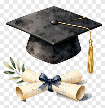 Graduation Cap And Scrolls PNG