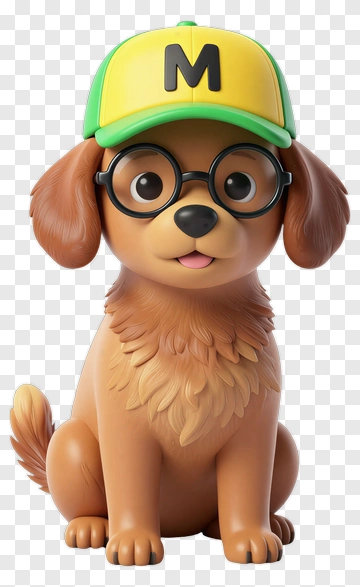 Cartoon Dog Wearing Glasses And A Cap PNG