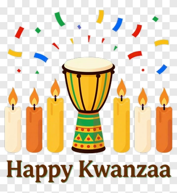Happy Kwanzaa Celebration With Drum And Candles PNG