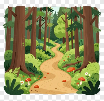 Forest Pathway Surrounded By Trees And Foliage PNG