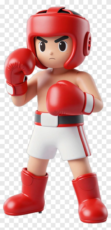 3D Boxer In Red Gloves And Shorts PNG