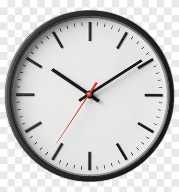 Wall Clock With Black Frame And Red Second Hand PNG
