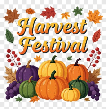Harvest Festival With Colorful Pumpkins And Leaves PNG