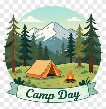 Camp Day With Tent And Campfire PNG