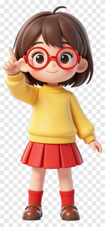 Cartoon Girl Wearing Glasses And Yellow Sweater PNG