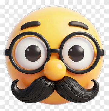 Cartoon Emoji With Glasses And Mustache PNG