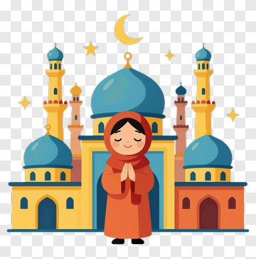 Girl Praying In Front Of A Mosque PNG