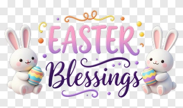 Easter Bunnies With Colorful Eggs PNG