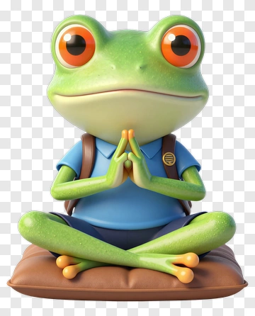 Cartoon Frog Sitting In A Meditative Pose PNG