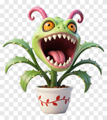 Cartoon Monster Plant In A Flower Pot PNG