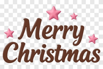 Merry Christmas Text With Stars PNG