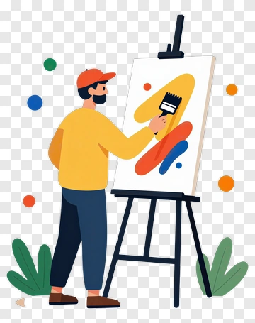 Artist Painting On Canvas PNG