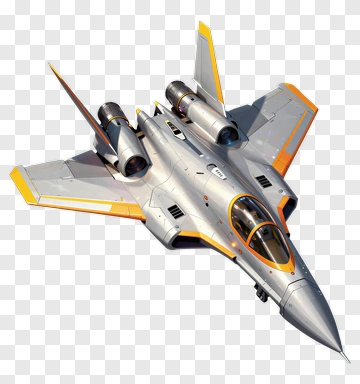 3D Fighter Jet With Orange Accents PNG