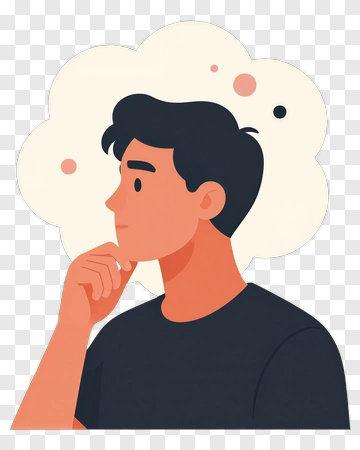 Thoughtful Man With A Cloud Of Ideas PNG