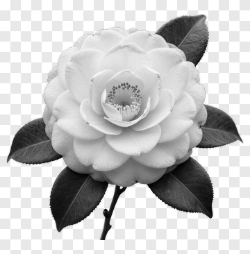 Black And White Camellia Flower PNG