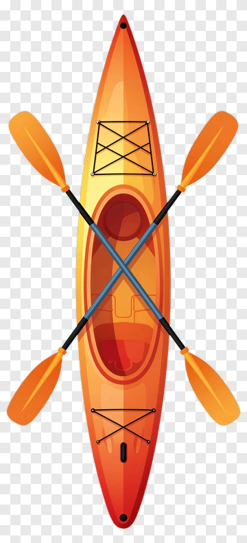 Orange Kayak With Oars PNG