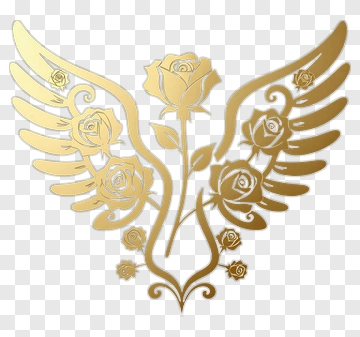 Golden Rose And Wing Design PNG