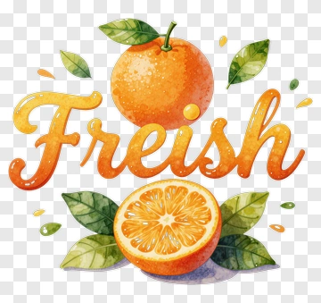 Fresh Orange With Leaves And Text PNG
