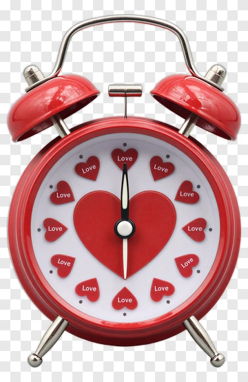 Red Heart-Shaped Alarm Clock PNG