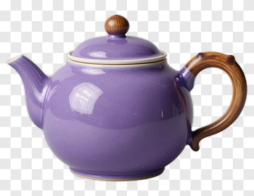 Purple Teapot With Wooden Handle PNG