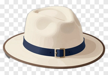 White Fedora Hat With Blue Band PNG