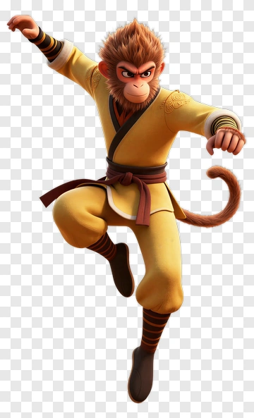 Cartoon Monkey Performing Martial Arts PNG