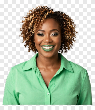 Smiling Woman In Green Shirt PNG