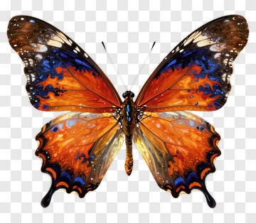 Colorful Butterfly With Orange And Blue Wings PNG