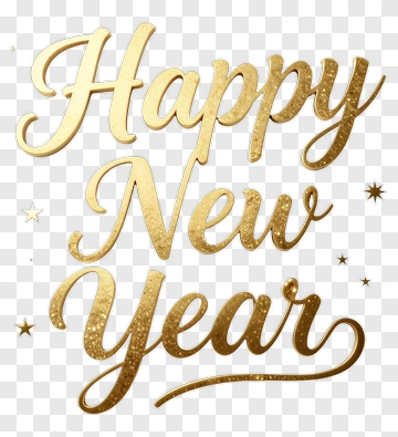 Happy New Year Text In Gold PNG