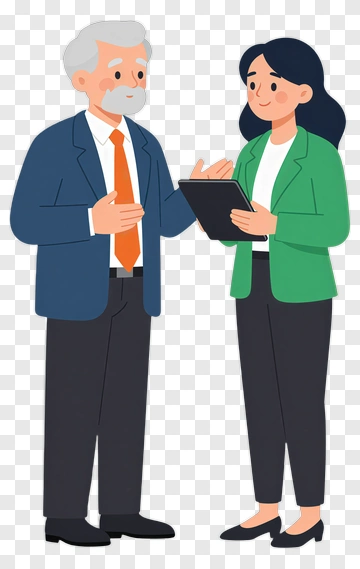 Business Team Discussing With A Tablet PNG