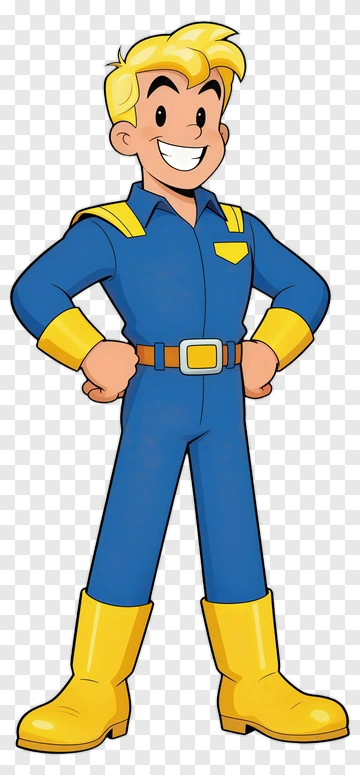 Cartoon Character In Blue Uniform PNG