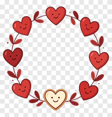 Colorful Heart Wreath With Smiling Faces PNG