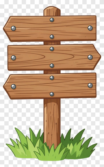 Wooden Signpost With Blank Directional Arrows PNG