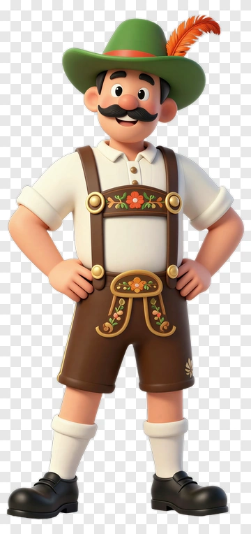 3D Farmer Wearing Traditional Lederhosen PNG
