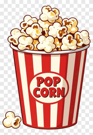 Cartoon Popcorn Bucket Filled With Popcorn PNG