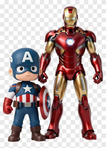 Cartoon Captain America And Iron Man Figures PNG