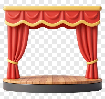 Theater Stage With Red Curtains PNG