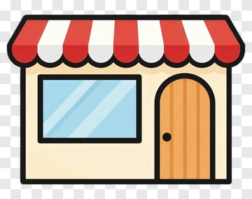 Cartoon Shop With Red And White Awning PNG
