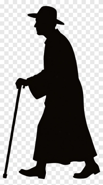 Silhouette Of A Person Walking With A Cane PNG