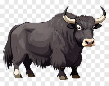 Cartoon Yak With Horns PNG